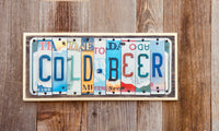 Cold Beer License Plate Sign 