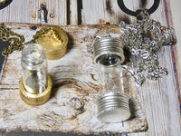 Bottle Pendant, Gold and Glass Empty Urn Bottle Necklace