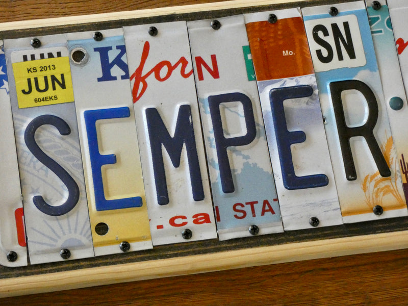 Semper Fi License Plate Sign
