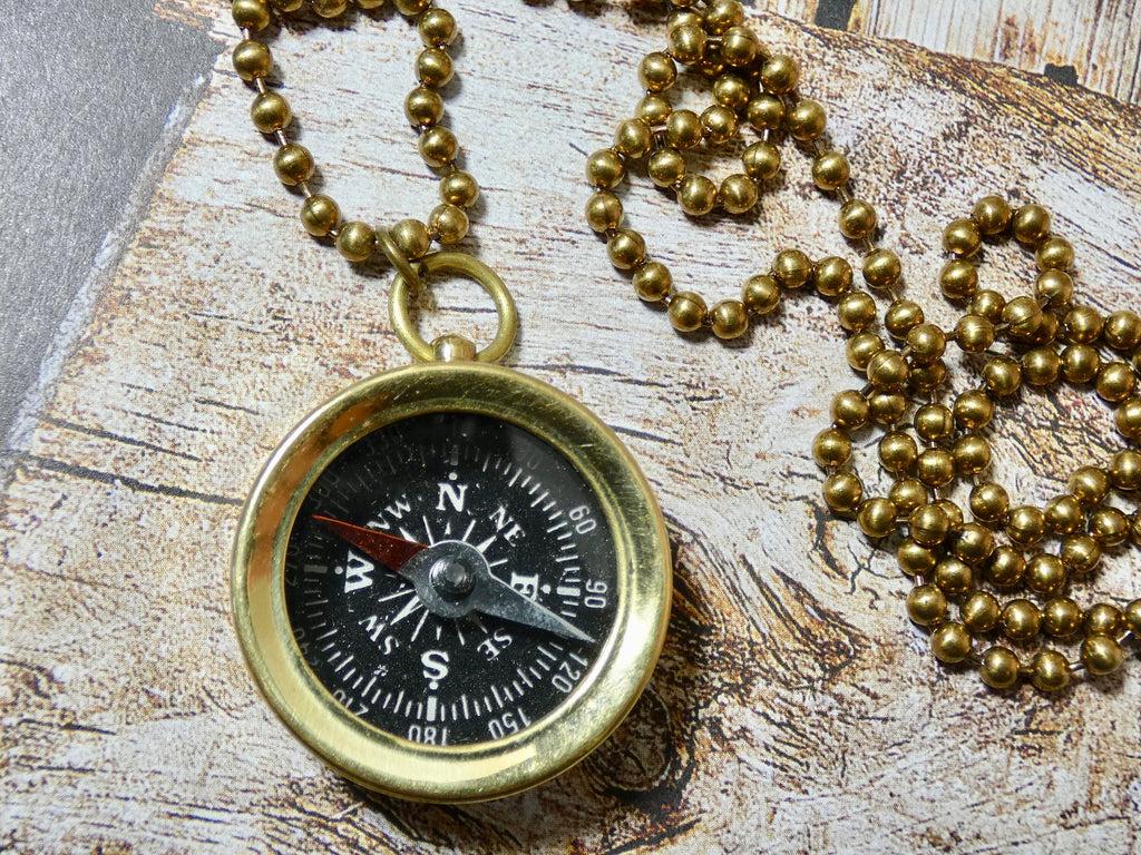 Compass Necklace, Brass or Silver Compass Pendant – Upcycled Works