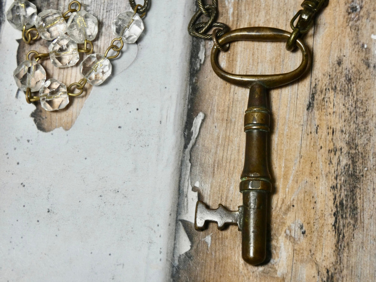Skeleton Key Pendant, large key necklace