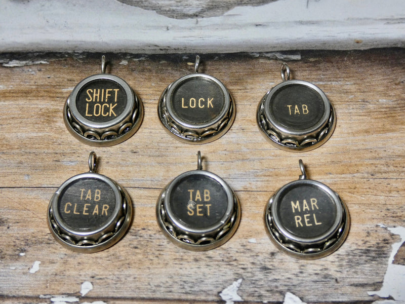 Typewriter Punctuation Necklace Tab Set, Shift Lock Authentic Typewriter Key pendant