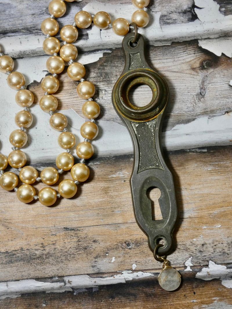 Vintage door knob keyhole Necklace