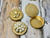 One of a Kind Vintage metal jewelry box pill box or treasure box, round brass vintage box