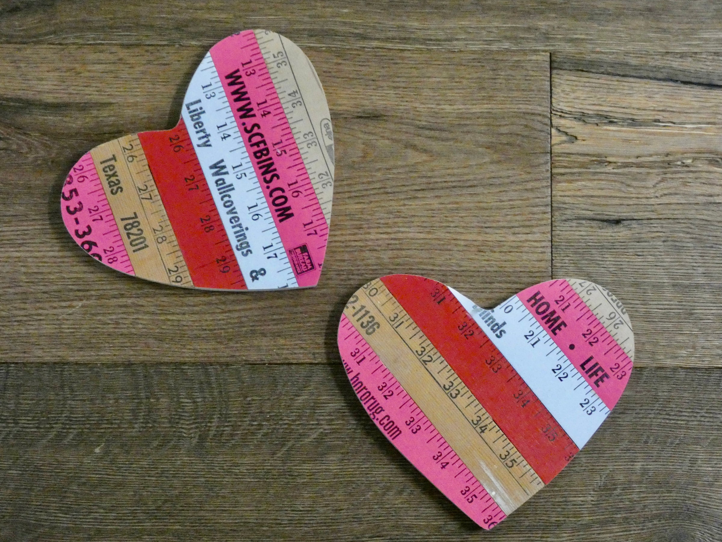 Heart Wall Art, Wooden with repurposed vintage yard sticks, One of