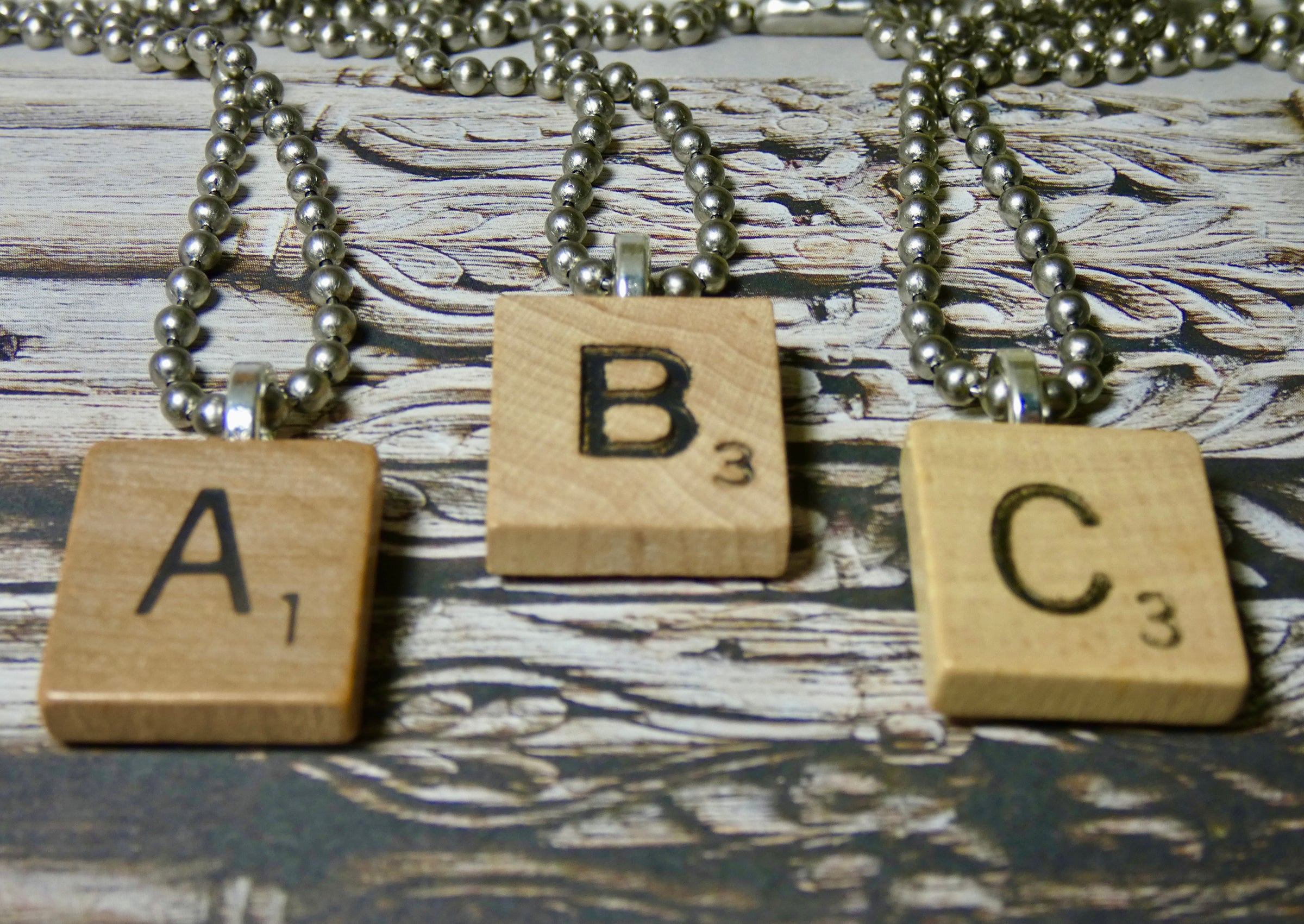 Scrabble Tile Inspired Hand Stamped Necklace