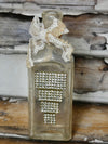Embellished Apothecary Bottle with repurposed Vintage Rhinestone