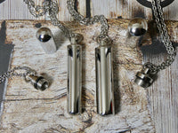Urn Necklace, Silver Capsule Necklace, Cremation Pendant for Human or Pet Ashes