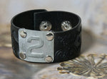Leather Cuff Bracelet unisex Repurposed #2 Locker Number