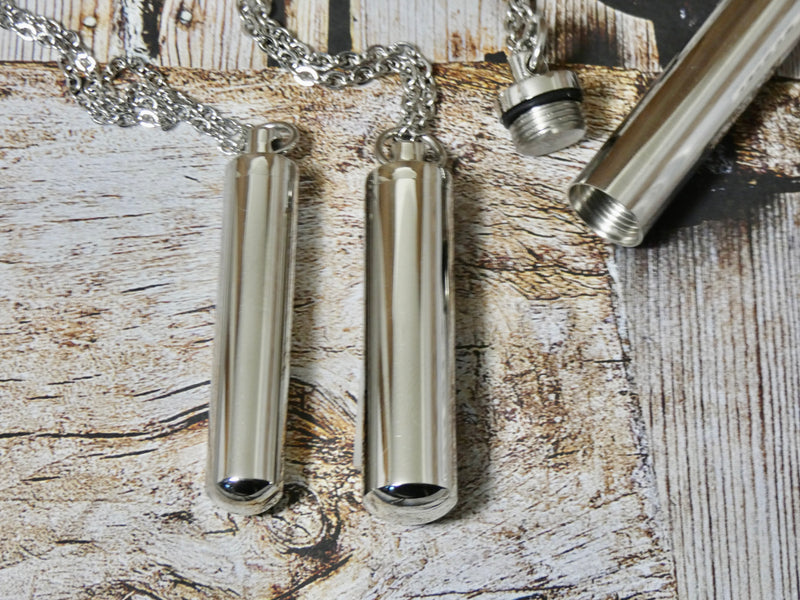 Urn Necklace, Silver Capsule Necklace, Cremation Pendant for Human or Pet Ashes