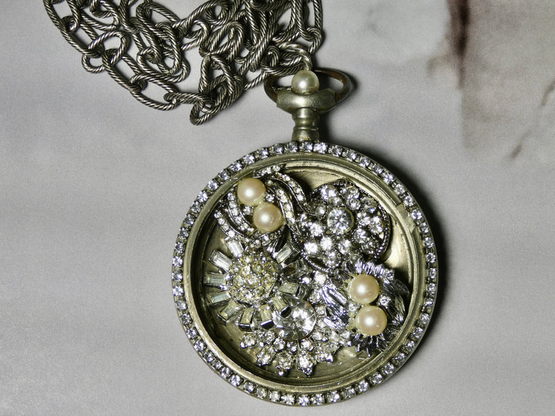 One of a kind Vintage Pocket Watch Assemblage Necklace