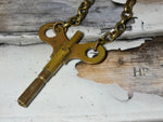 Vintage Rare Winding Clock Key Necklace