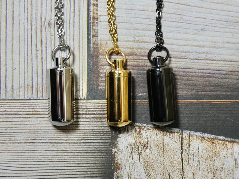Urn Necklace, Capsule Necklace, Cremation Pendant for Human or Pet Ashes
