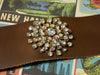 Vintage Cuff Bracelet - repurposed brooch with Aurora Borealis Stones