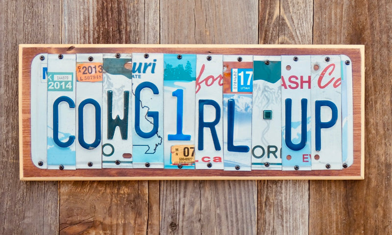 Cowboy Up License Plate Sign 