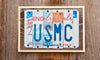 USMC License Plate Sign repurposed from colorful license plates