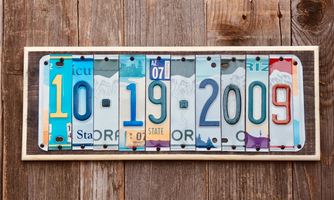 Date License Plate Sign