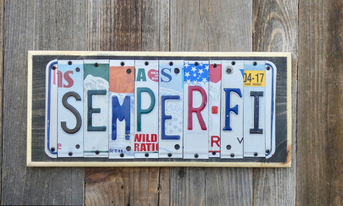 Semper Fi License Plate Sign 
