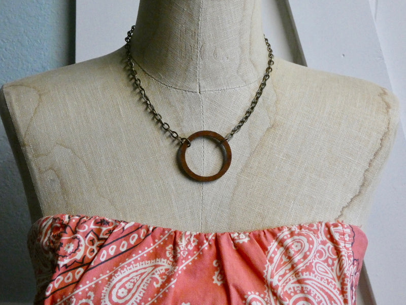 Circle Necklace, Small Chestnut Birch Wood Infinity Necklace
