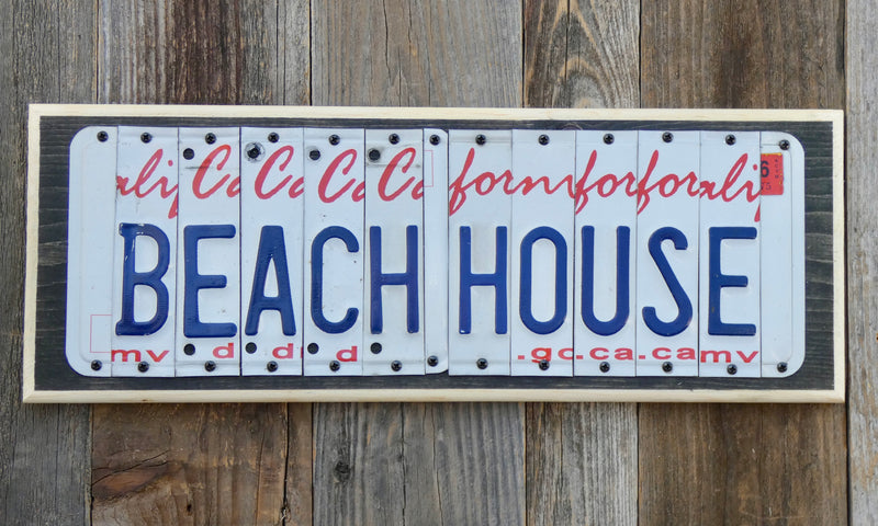 Beach House License Plate Sign 
