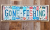 Gone Fishing License Plate Sign 