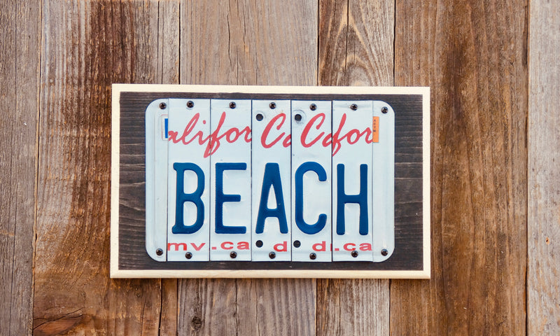 Beach License Plate Sign 