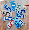 Number 5 Key Chain from repurposed License Plates