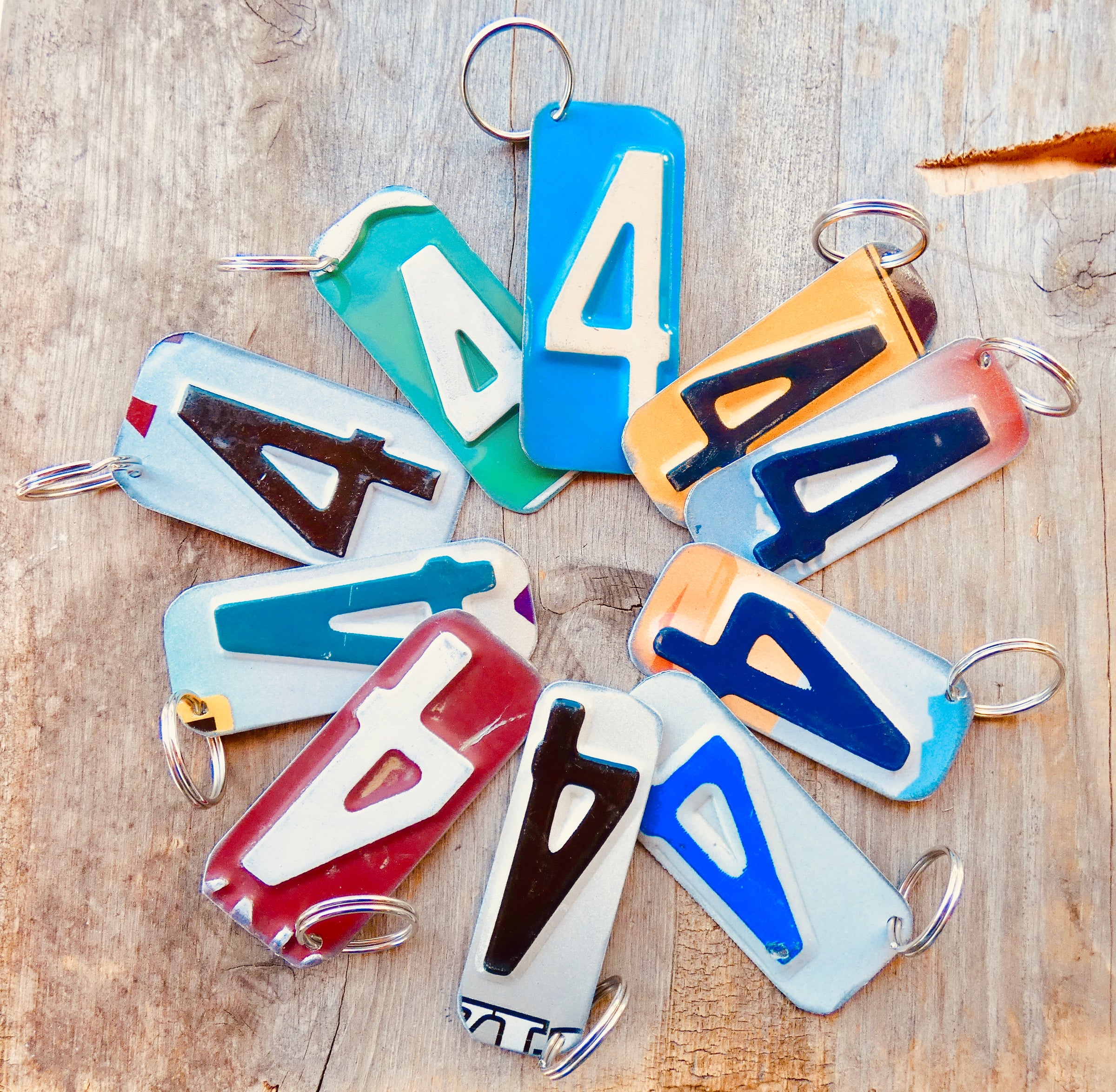 Number 9 Key Chain from repurposed License Plates