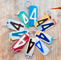 Number 6 Key Chain from repurposed License Plates