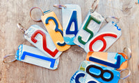 Number 8 Key Chain from repurposed License Plates