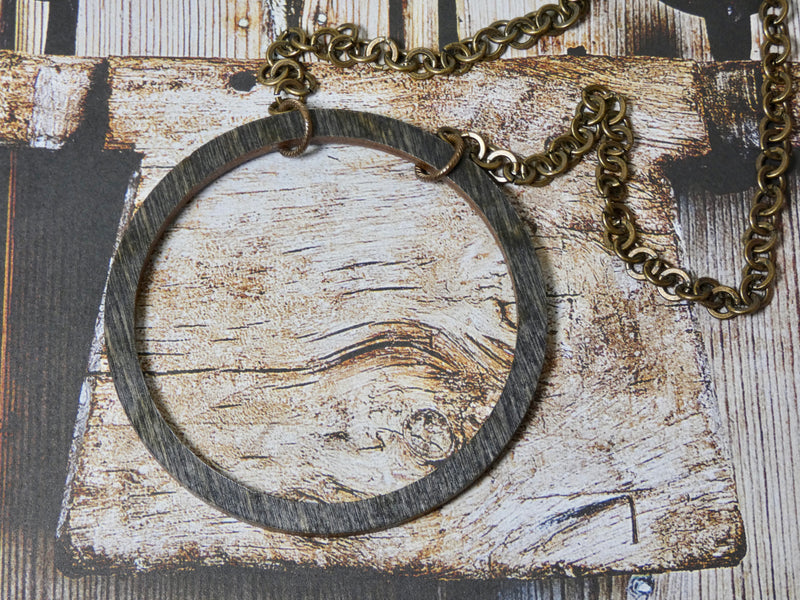Circle Necklace, Large Ebony Birch Wood Infinity Necklace