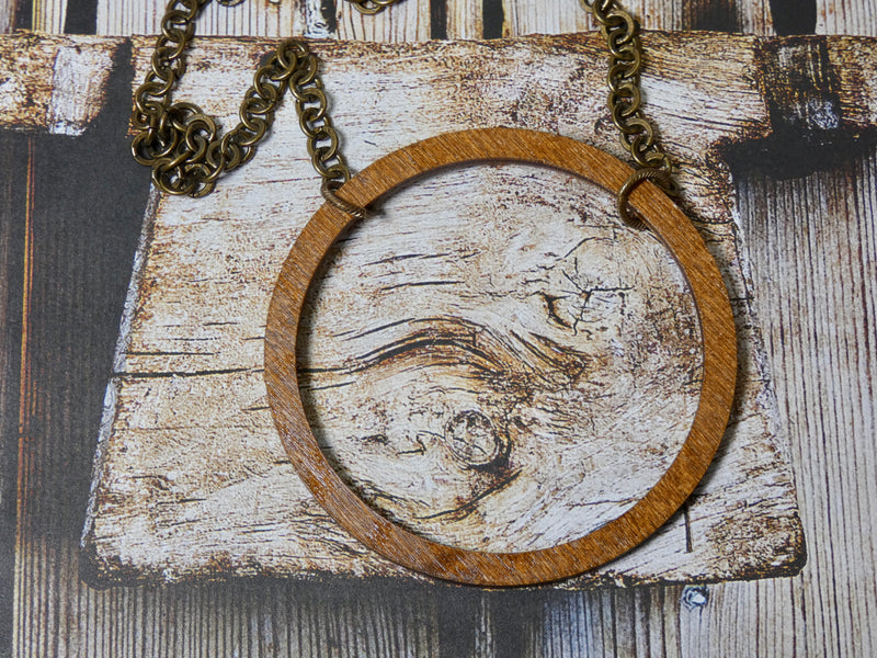 Circle Necklace, Large Chestnut Birch Wood Infinity Necklace