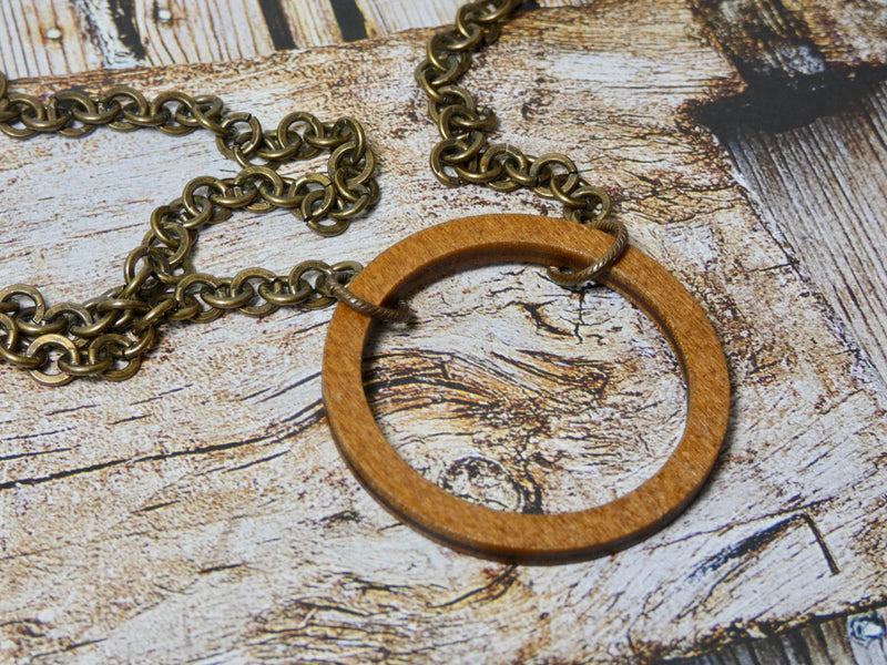 Circle Necklace, Small Chestnut Birch Wood Infinity Necklace