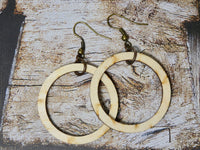Wooden Circle Earrings, Natural Birch Small Circle Infinity Earrings