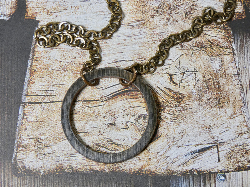 Circle Necklace, Small Ebony Birch Wood Infinity Necklace