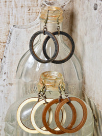 Wooden Circle Earrings, Ebony Birch Small Circle Infinity Earrings
