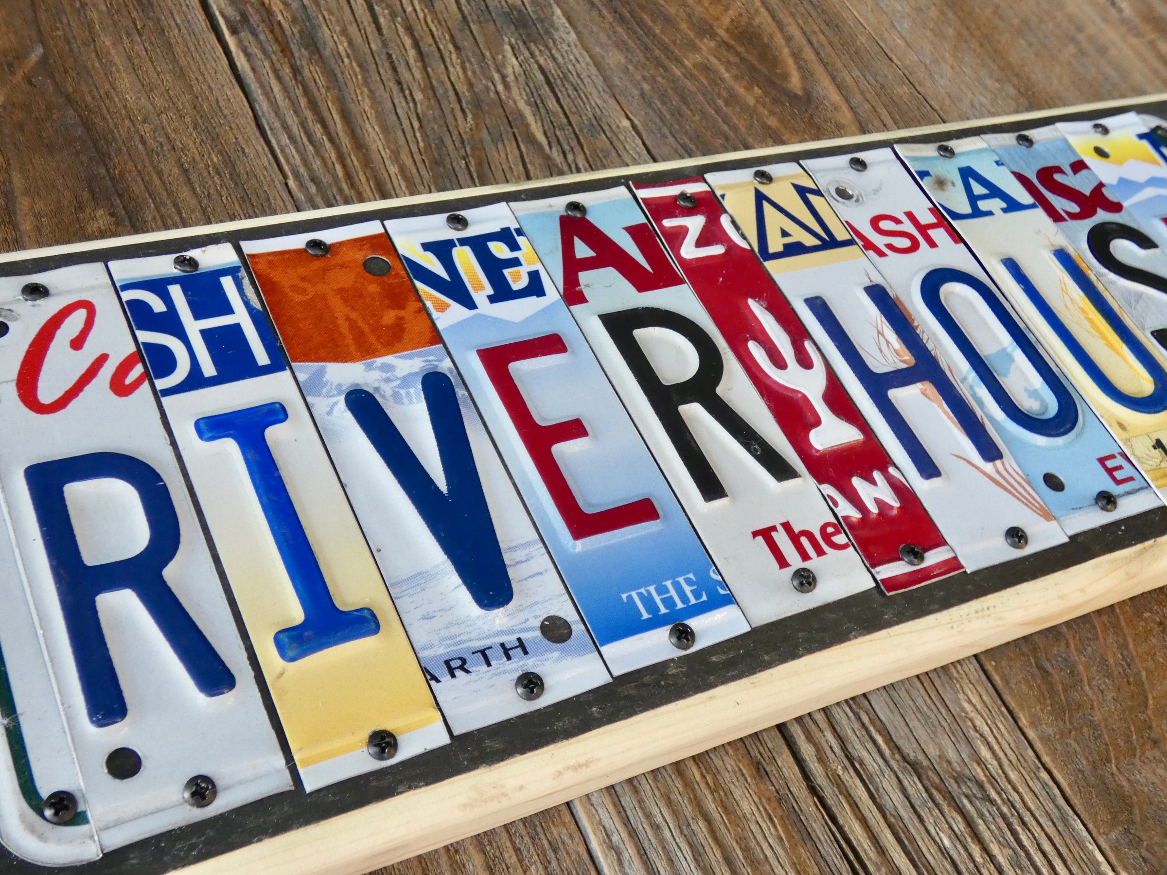River House License Plate Sign, Custom Sign