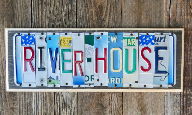 River House License Plate Sign, Custom Sign