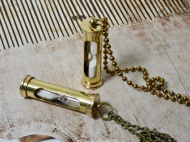 Sand Timer Necklace, Great Steampunk Brass Hour Glass Necklace