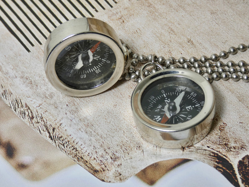 Compass Necklace, Brass or Silver Compass Pendant