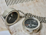 Compass Necklace, Brass or Silver Compass Pendant