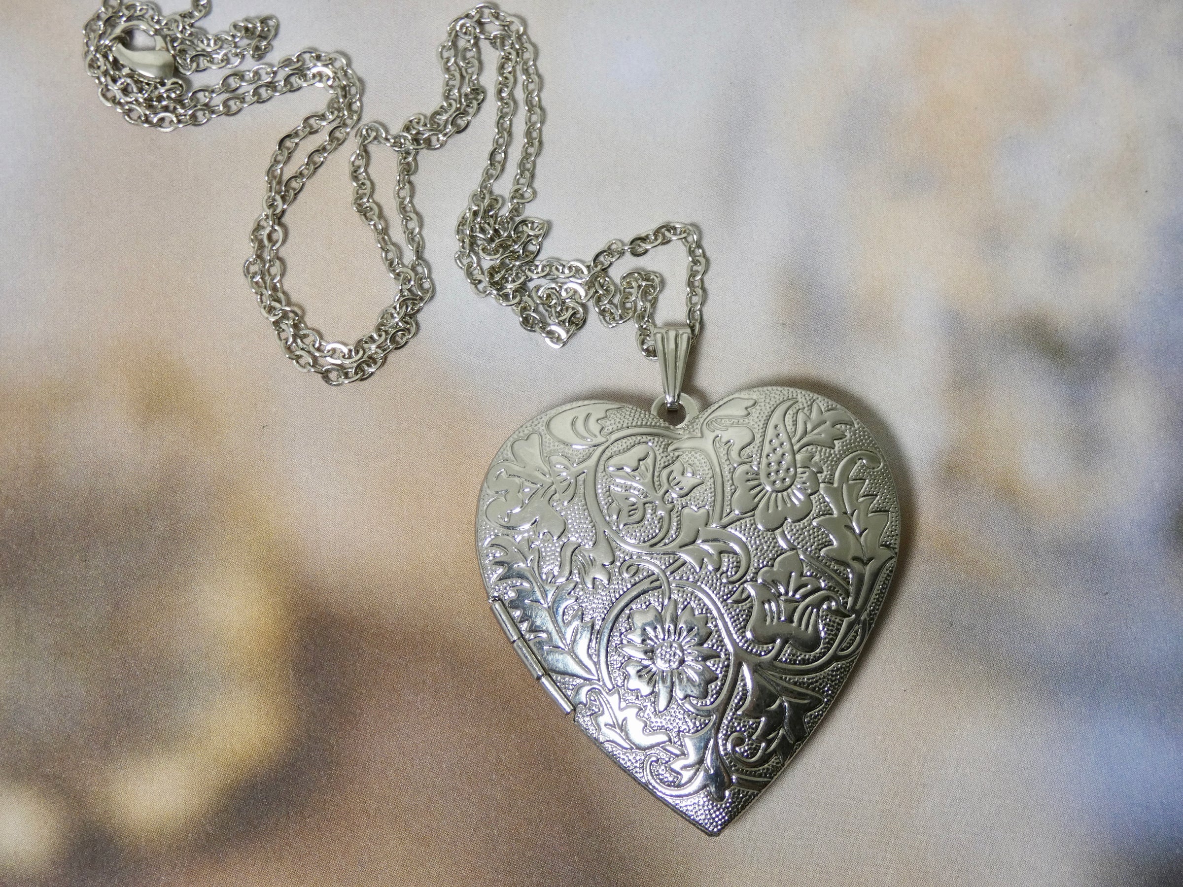 Heart Locket Necklace, Large Silver Heart Locket