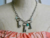 Vintage One of a Kind Multi Skeleton Key Necklace, Blue Bead accent