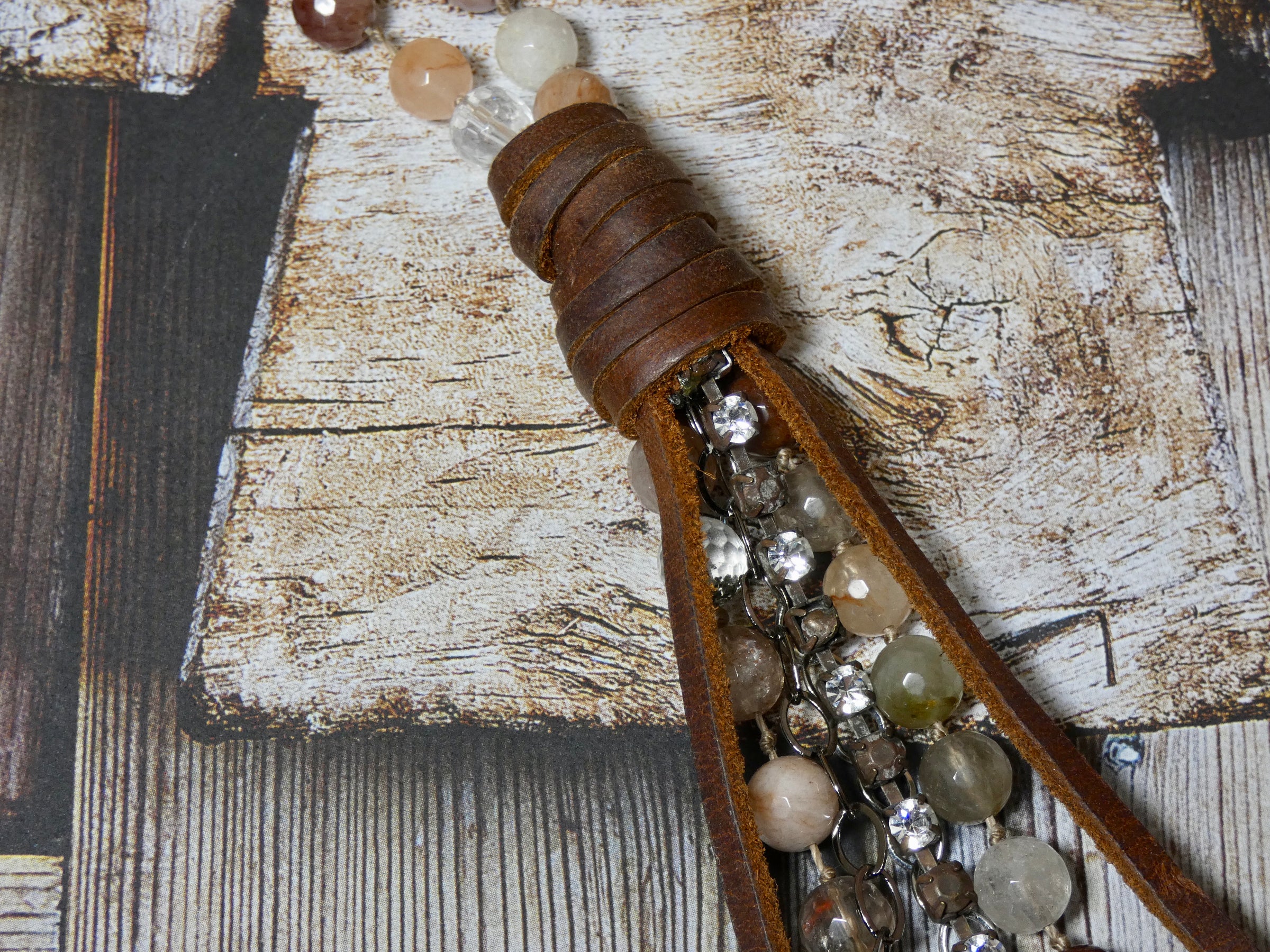 Lariat Style Necklace made with Rutilated Quartz