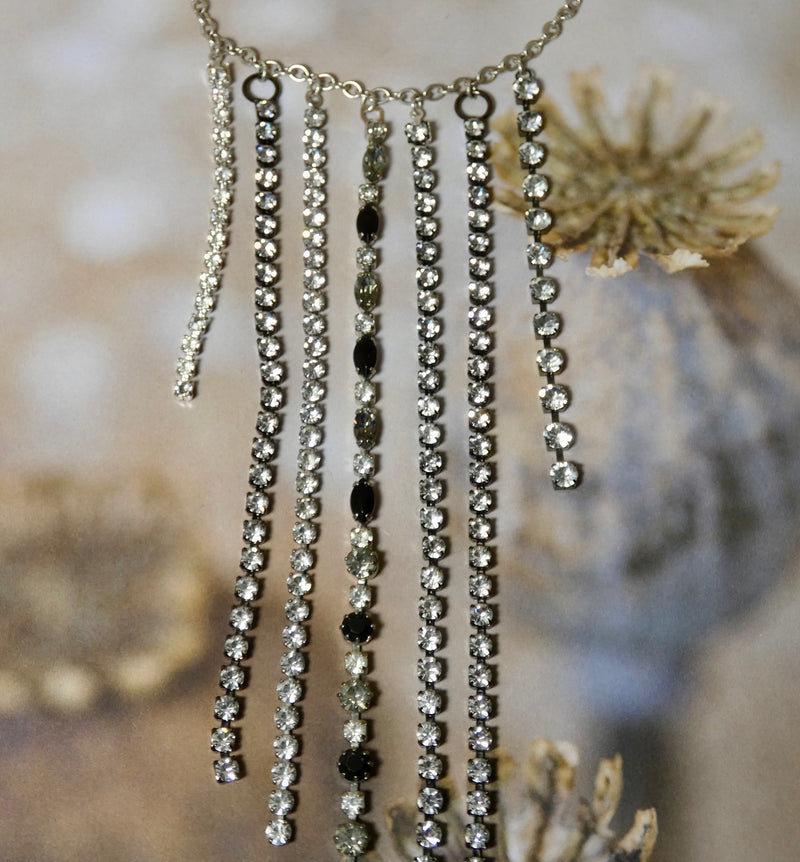 One of a Kind Vintage Rhinestone Fringe Necklace