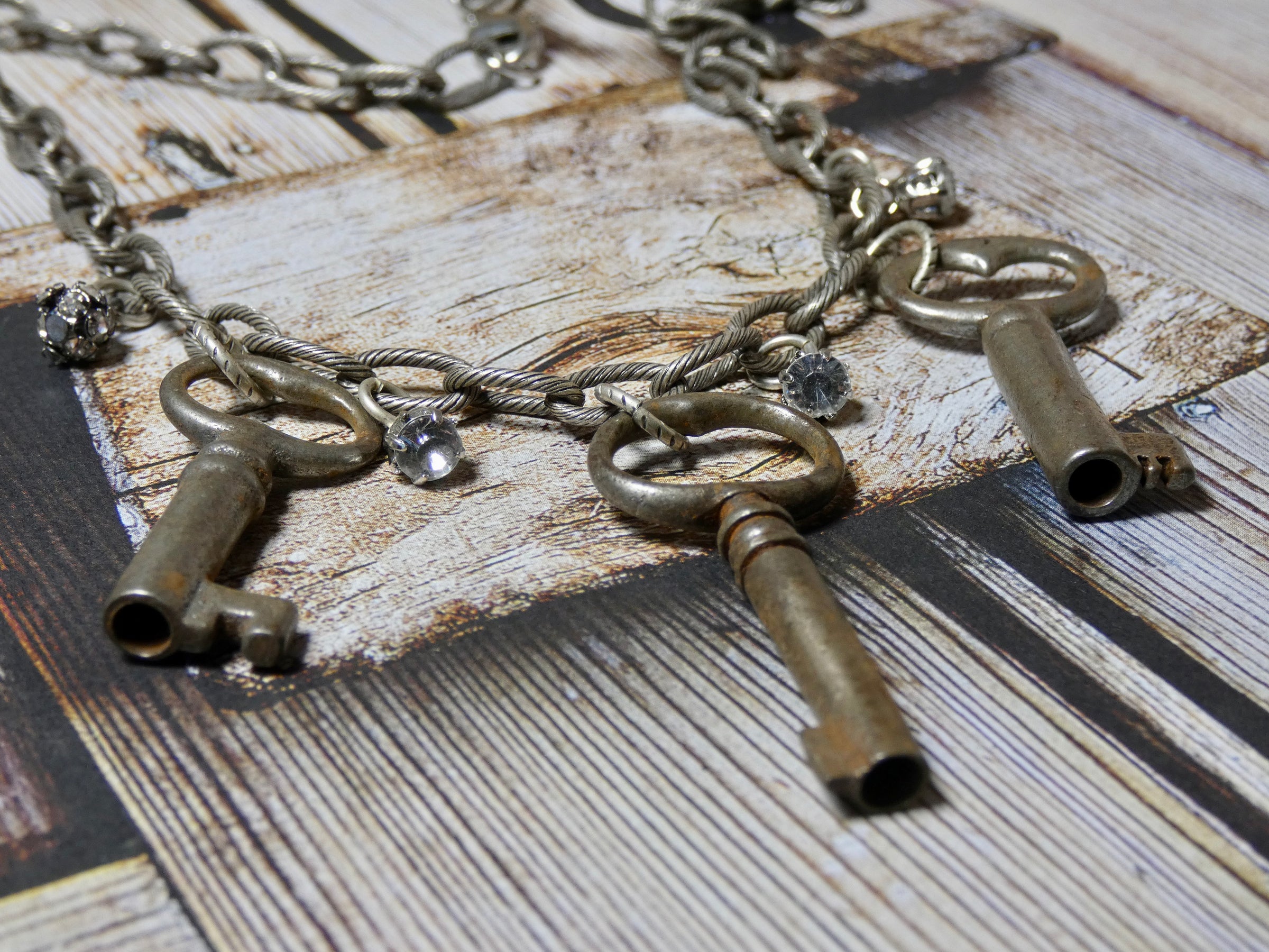 Skull Key and Lock Necklace Handmade in Sterling Silver With 