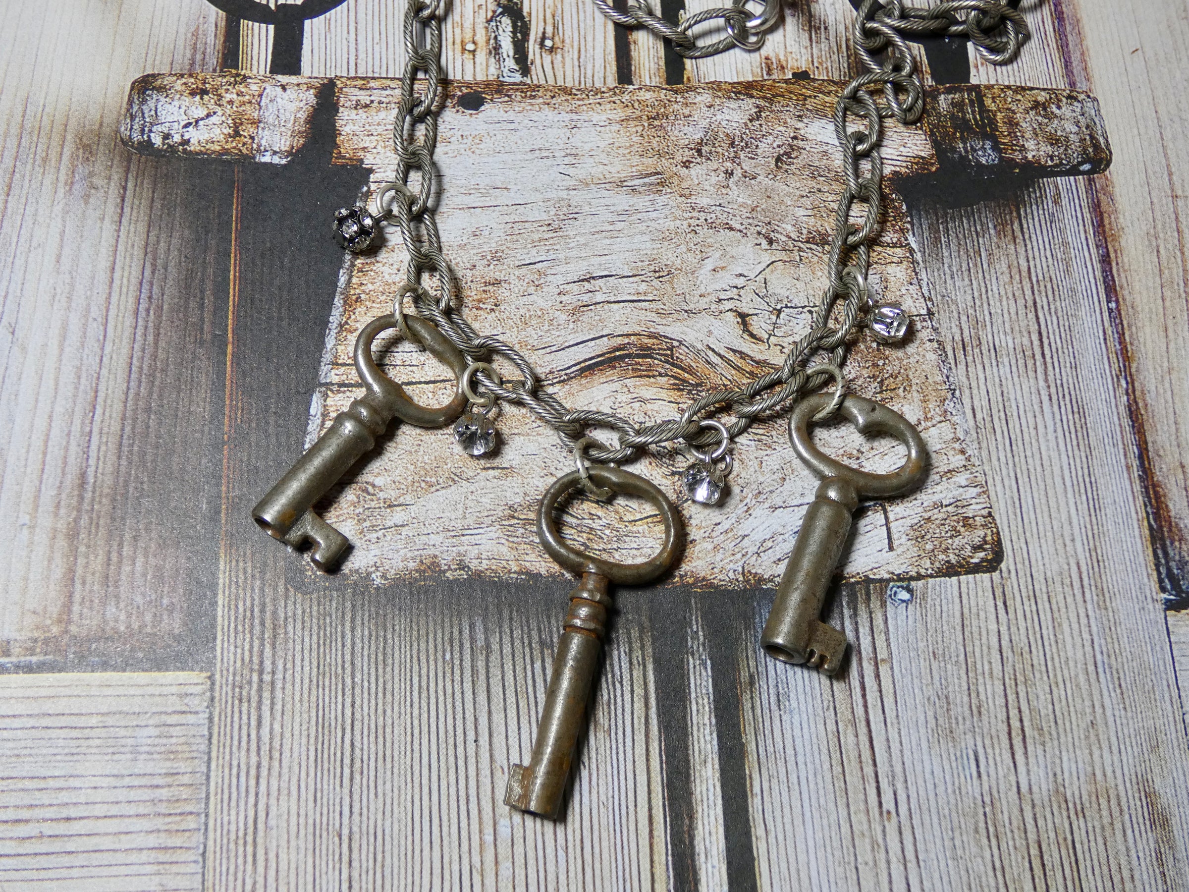 Skull Key and Lock Necklace Handmade in Sterling Silver With