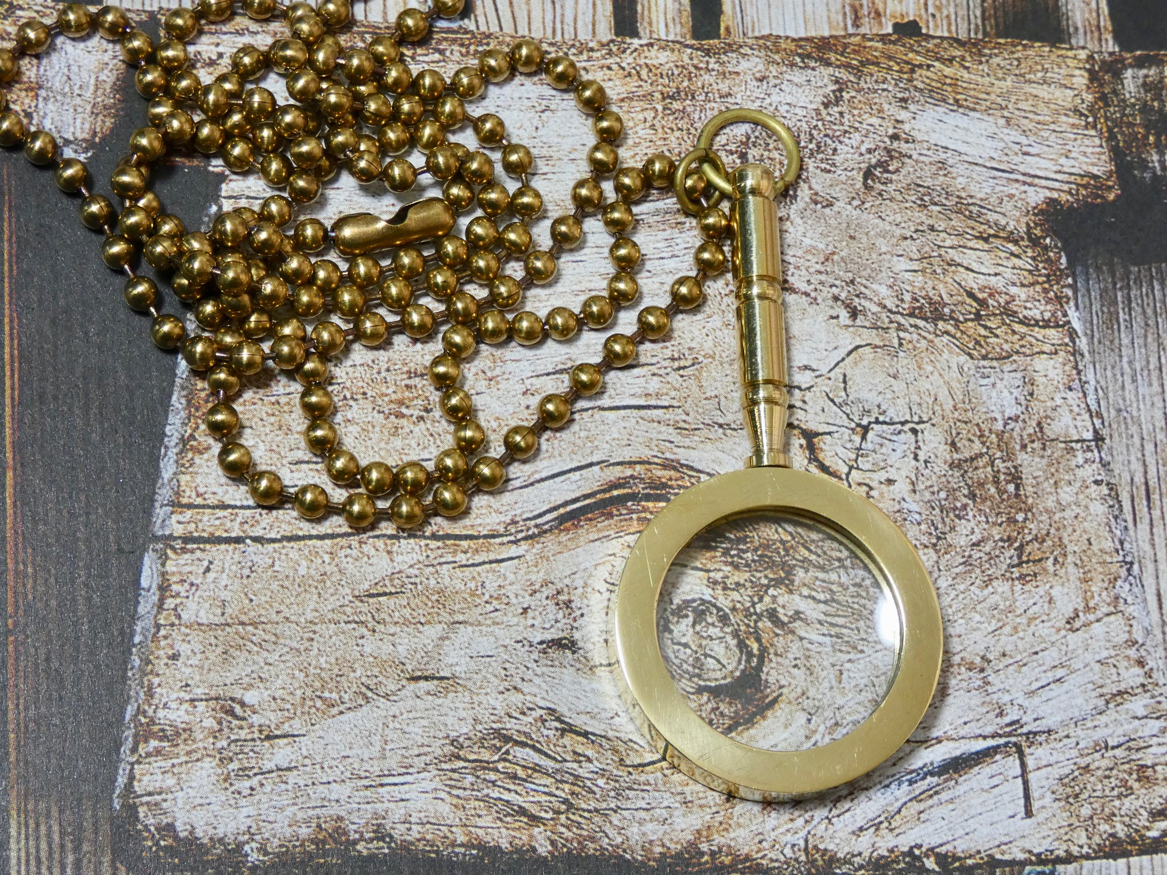 Magnifying Glass Necklace, Brass Handle Pendant – Upcycled Works