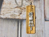 Vintage Ruler Necklace, One of a kind Rhinestone Pendant