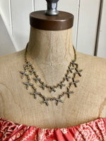 One of a Kind Double Strand Vintage Rhinestone XXX Necklace